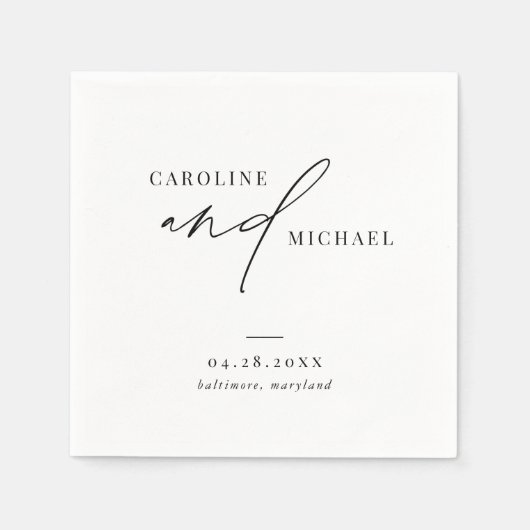 Serviette En Papier Mariage de noms de script moderne simple (Devant)