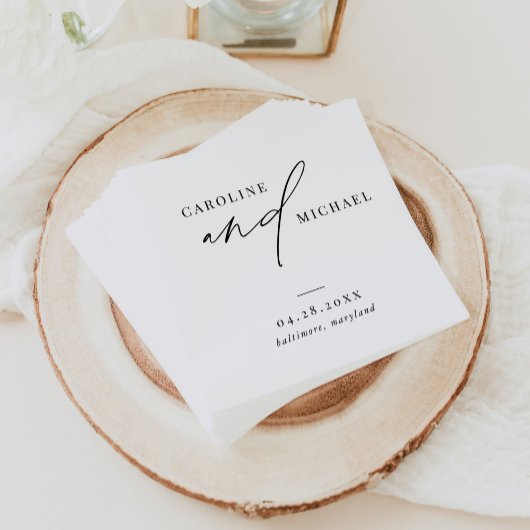 Serviette En Papier Mariage de noms de script moderne simple