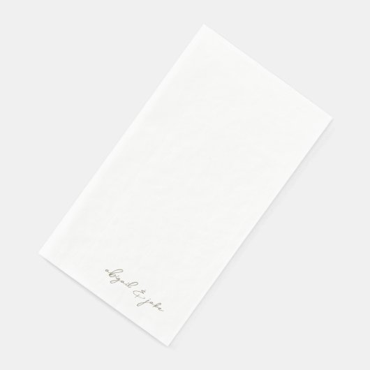 Serviette En Papier Mariage de noms de script or moderne simple (Coin)