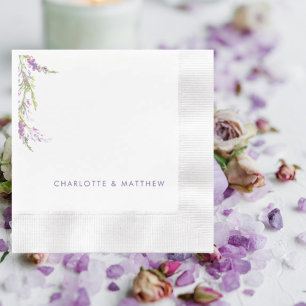 Serviette En Papier Mariage de noms personnalisés de Fleurs sauvages d