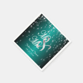 Serviette En Papier Mariage de nuit étoilé en couleur | Turquoise méta (Coin)