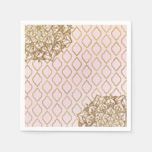 Serviette En Papier Mariage de Nuit Morocaine Arabe Rose et Or