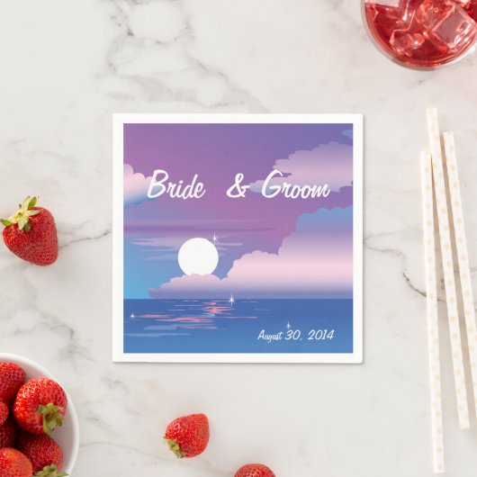 Serviette En Papier Mariage de nuit tropical (En situation)