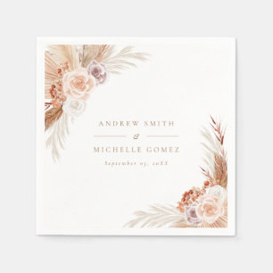 Serviette En Papier Mariage de Pampas Rose en terre cuite Boho