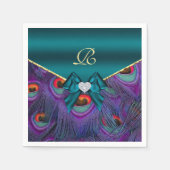 Serviette En Papier Mariage de papier de prune turquoise Peacock (Devant)