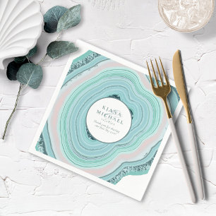 Serviette En Papier Mariage de Parties scintillant de géode d'âge ID T