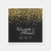 Serviette En Papier Mariage de Parties scintillant d'or (Devant)