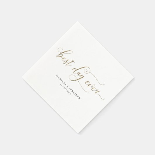 Serviette En Papier Mariage de Parties scintillant d'or personnalisé B (Coin)