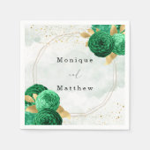 Serviette En Papier Mariage de Parties scintillant géométrique Emerald (Devant)