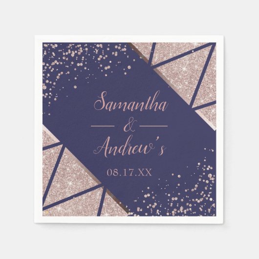 Serviette En Papier Mariage de Parties scintillant Gold Confetti Rose (Devant)