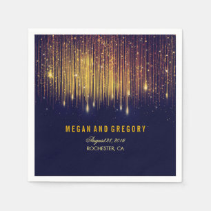Serviette En Papier Mariage de Parties scintillant Gold et Navy String