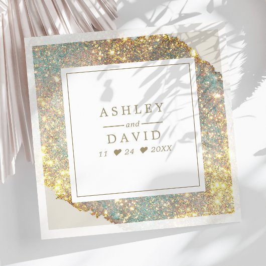 Serviette En Papier Mariage de Parties scintillant holographique Iride