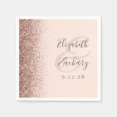 Serviette En Papier Mariage de Parties scintillant or rose rose rose m (Devant)