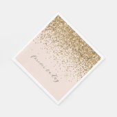 Serviette En Papier Mariage de Parties scintillant Peach Blush Gold Gl (Coin)