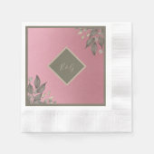 Serviette En Papier Mariage de Parties scintillant rose botanique (Devant)