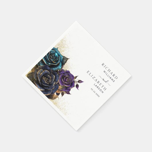 Serviette En Papier Mariage de Parties scintillant Rose gothique foncé (Coin)