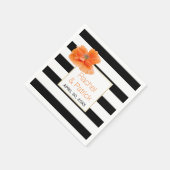Serviette En Papier Mariage de pavot noir, blanc et corail (Coin)