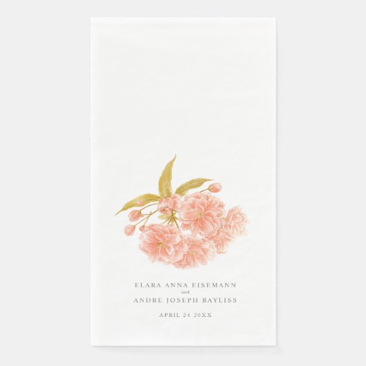 Serviette En Papier Mariage de pêche fleur d'aquarelle art (Devant)
