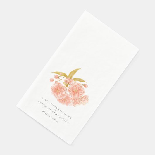 Serviette En Papier Mariage de pêche fleur d'aquarelle art (Coin)
