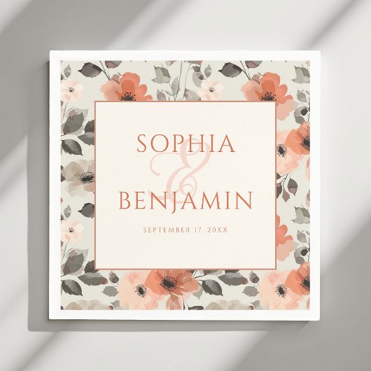 Serviette En Papier Mariage de pêche moderne