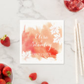 Serviette En Papier Mariage de pêche moderne de l'aquarelle splash cor (En situation)