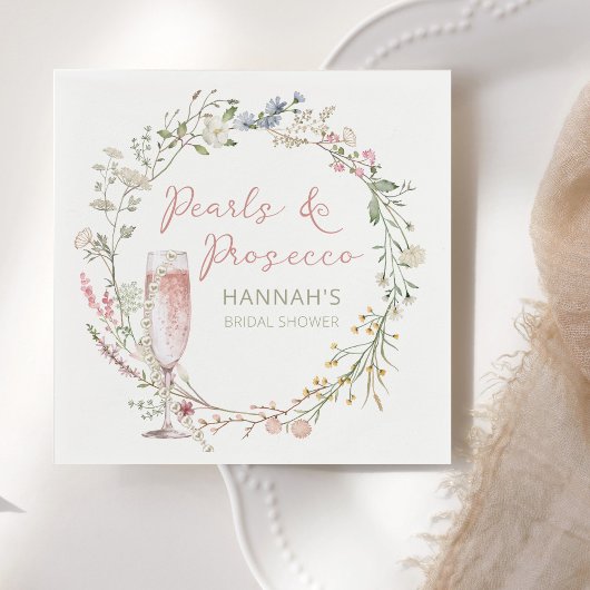 Serviette En Papier Mariage de perles et de Prosecco : Shower de maria