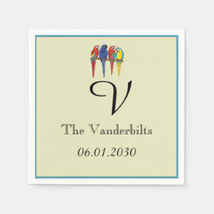 Serviette En Papier Mariage de perroquets tropicaux