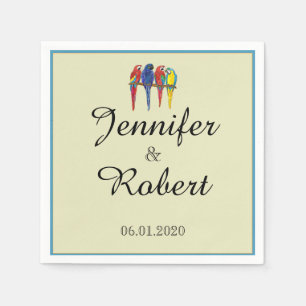 Serviette En Papier Mariage de perroquets tropicaux