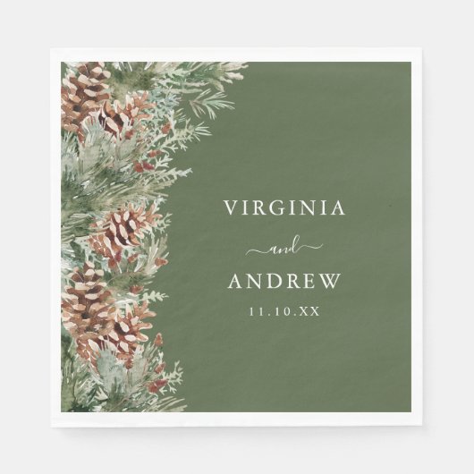 Serviette En Papier Mariage de pin vert (Devant)