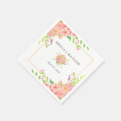 Serviette En Papier Mariage de pivoine rose personnalisé (Coin)