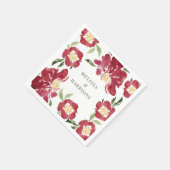 Serviette En Papier Mariage de pivoine rouge (Coin)