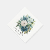 Serviette En Papier Mariage de pivoines florales turquoises (Coin)
