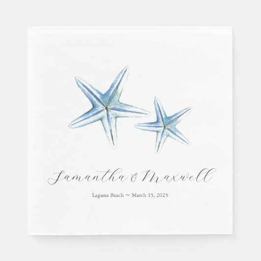 Serviette En Papier Mariage de plage Aquarelle Starfish (Devant)