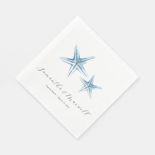 Serviette En Papier Mariage de plage Aquarelle Starfish (Coin)