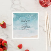 Serviette En Papier Mariage de plage bleu d'été (En situation)