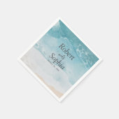 Serviette En Papier Mariage de plage bleu d'été (Coin)