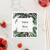 Serviette En Papier Mariage de plage de palmiers peints rustiques (En situation)
