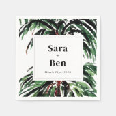 Serviette En Papier Mariage de plage de palmiers peints rustiques (Devant)