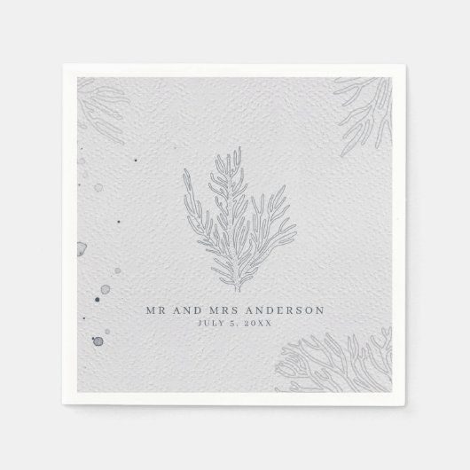 Serviette En Papier Mariage de plage élégant (Devant)