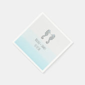Serviette En Papier Mariage de plage élégant à deux hippocampes (Coin)
