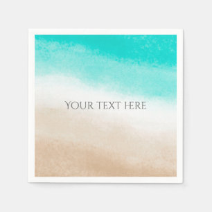 Serviette En Papier Mariage de plage élégant aquarelle sarcelle et tan