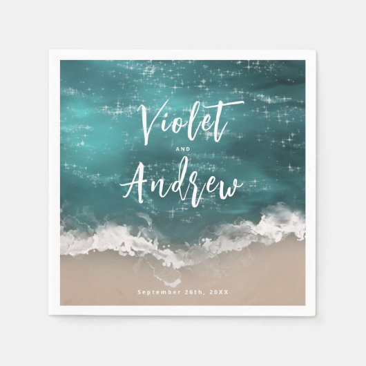 Serviette En Papier mariage de plage océanique Abstraite (Devant)
