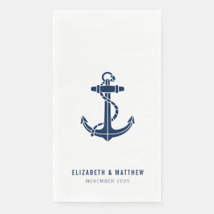 Serviette En Papier Mariage de plage personnalisé avec ancre nautique