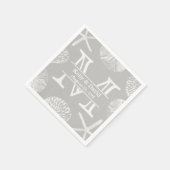 Serviette En Papier Mariage de plage rustique Monogramme Laced Argent (Coin)