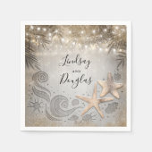 Serviette En Papier Mariage de plage Tropical Gold Starfish (Devant)
