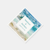 Serviette En Papier Mariage de plage tropicale (Coin)