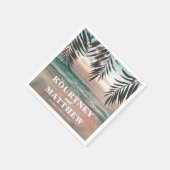 Serviette En Papier Mariage de plage tropicale | Chaîne de lumières (Coin)