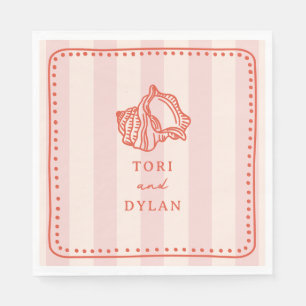 Serviette En Papier Mariage de plage tropicale rosée de coquillage