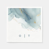 Serviette En Papier Mariage de plage Turquoise Monogram  Dusty Blue Go (Devant)
