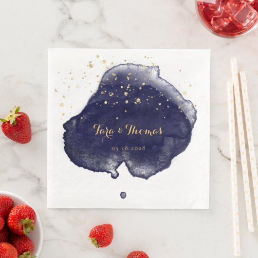 Serviette En Papier Mariage de plaque d'encre d'encre d'encre d'aquare (En situation)